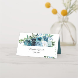 Dusty Blue Floral 2 versie 2 Plaatskaartje