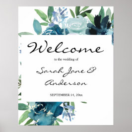 Dusty Blue Floral 2 Welcome Versie 2 Poster