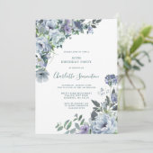 Dusty Blue Floral 50ste verjaardagsfeestje Kaart (Staand voorkant)