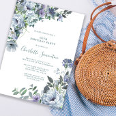 Dusty Blue Floral 60ste verjaardagsfeestje Kaart