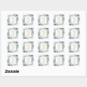 Dusty Blue Floral 70th Birthday Favoriet Vierkante Sticker (Vel)