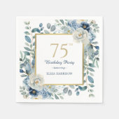 Dusty Blue Floral 75th Birthday Servet (Voorkant)