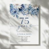 Dusty Blue Floral 75th Wedding Anniversary Kaart