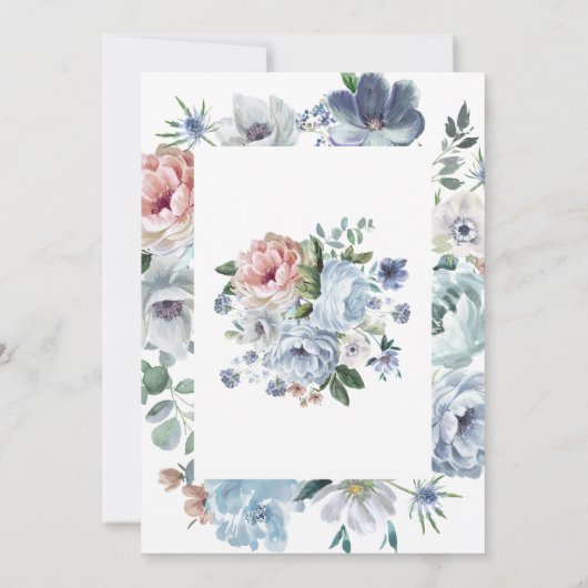 Dusty Blue Floral 80th Birthday Kaart (Achterkant)