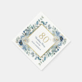 Dusty Blue Floral 80th Birthday Servet (Hoek)