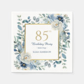 Dusty Blue Floral 85th Birthday Servet (Voorkant)