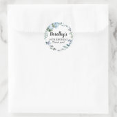 Dusty Blue Floral 90th Birthday Hartelijk dank Ronde Sticker (Tas)