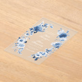 Dusty Blue Floral Acrylic Wedding Acryl Uitnodigingen (Laagn)