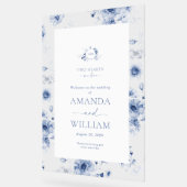 Dusty Blue Floral Acrylic Welcome Sign Acryl Bord (Hoek)