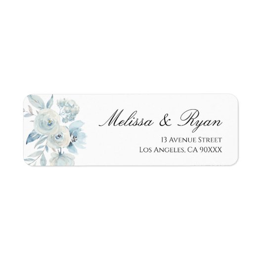 dusty blue floral address label (Voorkant)