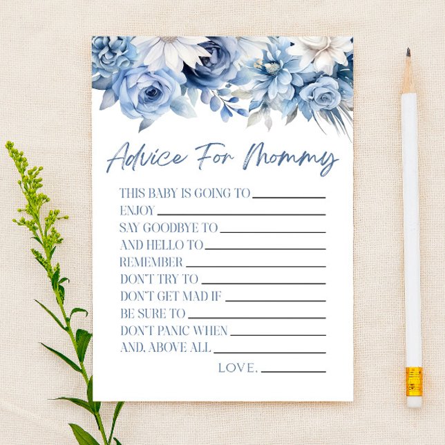 Dusty Blue Floral Advies Baby shower Spel Activite (Creator heeft geüpload)