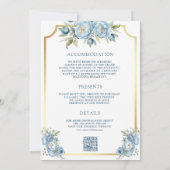 Dusty Blue Floral Ampersand All in One Wedding Kaart (Achterkant)