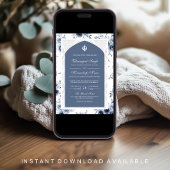 Dusty Blue Floral Anand Karaj Punjabi Sikh Bruilof Kaart