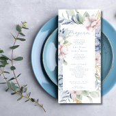Dusty Blue Floral and Greenery Wedding Program