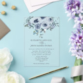 Dusty Blue Floral and Grey Acrylic Invitation Acryl Uitnodigingen (Insitu (Huwelijk))