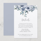Dusty Blue Floral and Grey Wedding Details Card Notitiekaartje (Voorkant / Achterkant)