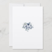 Dusty Blue Floral and Grey Wedding Invitation Kaart (Achterkant)