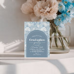 Dusty Blue Floral Arch Graduation Invite Kaart<br><div class="desc">Celebrate your achievement with this elegant "Dusty Blue Floral" graduation party invitation. Featuring a stunning vintage botanical pattern of peonies and a sophisticated arched frame for your event details. This toile-inspired design is perfect for a high school or college graduate seeking a classic and refined aesthetic. Easily personalize with your...</div>