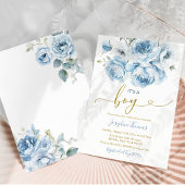 Dusty Blue Floral arch Het is een Boy Baby shower Kaart