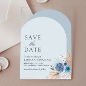 Dusty Blue Floral Arch Wedding Save the Date Acryl Uitnodigingen