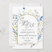 Dusty Blue Floral Arch Wedding Save the Date Kaart (Voorkant)