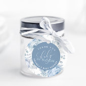 Dusty Blue Floral Baby in Bloom Baby shower Bedankjes Labels