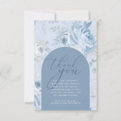 Dusty Blue Floral Baby in Bloom Baby shower Bedankkaart (Voorkant)