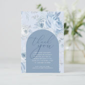 Dusty Blue Floral Baby in Bloom Baby shower Bedankkaart (Staand voorkant)