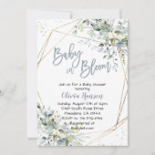 Dusty Blue Floral Baby in Bloom Baby shower Kaart (Voorkant)