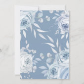 Dusty Blue Floral Baby in Bloom Baby shower Kaart (Achterkant)