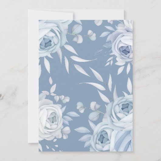 Dusty Blue Floral Baby in Bloom Baby shower Kaart (Achterkant)