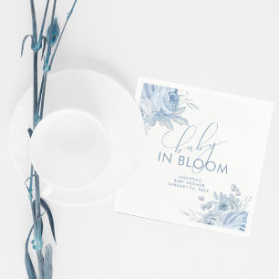 Dusty Blue Floral Baby in Bloom Baby shower Servet