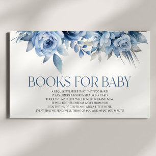 Dusty Blue Floral Baby shower boeken voor Baby Informatiekaartje