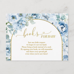 Dusty Blue Floral Baby shower Boeken voor Baby Uitnodiging Briefkaart