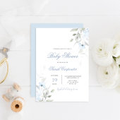 Dusty Blue Floral Baby shower Boy Kaart