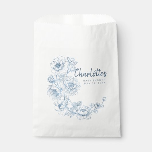 Dusty Blue Floral Baby shower Favoriet Bag Bedankzakje (Voorkant)