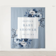 Dusty Blue Floral Baby shower Foto Achtergrond