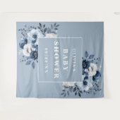 Dusty Blue Floral Baby shower Foto Achtergrond Wandkleed (Voorkant (horizontaal))