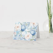 Dusty Blue Floral Baby shower Gevouwen Dank u Bedankkaart (Achterkant)