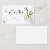 Dusty Blue Floral Baby shower Gift Registry Visitekaartje (Voorkant / Achterkant)