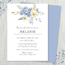 Dusty Blue Floral Baby shower Invitation