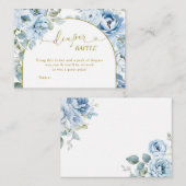 Dusty Blue Floral Baby shower Luier Raffle Informatiekaartje (Voorkant / Achterkant)