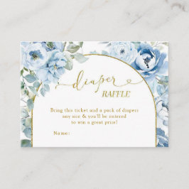 Dusty Blue Floral Baby shower Luier Raffle Informatiekaartje