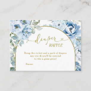 Dusty Blue Floral Baby shower Luier Raffle Informatiekaartje