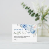 Dusty Blue Floral Baby shower Luier Raffle Informatiekaartje (Staand voorkant)