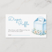 Dusty Blue Floral Baby shower Luier Raffle Ticket Informatiekaartje (Voorkant)