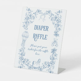 Dusty Blue Floral Baby shower luier Reclamebord Met Voetstuk