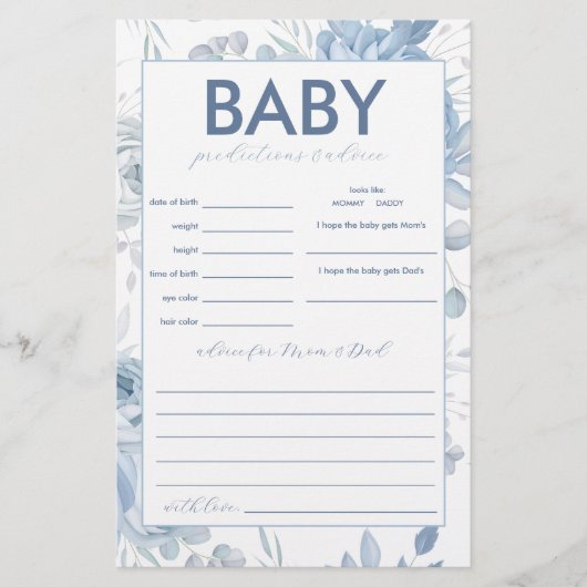 Dusty Blue Floral Baby voorspellingen en advies sp Flyer (Voorkant)