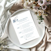 Dusty blue floral bachelorette Scavenger spel Kaar Aankondiging