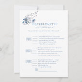 Dusty blue floral bachelorette Scavenger spel Kaar Aankondiging (Voorkant)